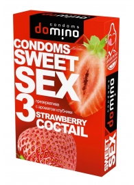 Презервативы для орального секса DOMINO Sweet Sex с ароматом клубничного коктейля  - 3 шт. - Domino - купить с доставкой в Камышине