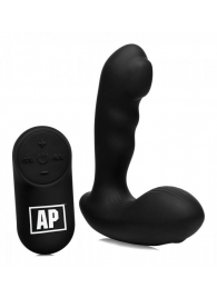 Черный стимулятор простаты Alpha-Pro 7X P-Milker Silicone Prostate Stimulator with Milking Bead - XR Brands - в Камышине купить с доставкой