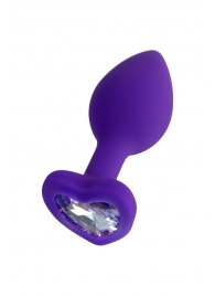 Фиолетовая анальная втулка Diamond Heart с прозрачным кристаллом - 7 см. - ToyFa - купить с доставкой в Камышине