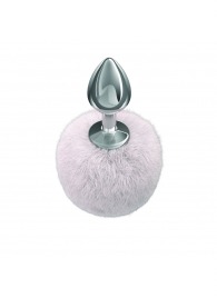 Серебристая анальная пробка с белым пушистым хвостиком Twinkle - Lola Games - купить с доставкой в Камышине