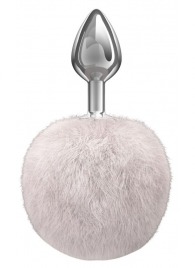 Серебристая анальная пробка с белым пушистым хвостиком Twinkle - Lola Games - купить с доставкой в Камышине