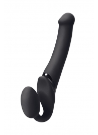 Черный безремневой вибрострапон Silicone Bendable Strap-On M - Strap-on-me - купить с доставкой в Камышине
