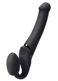 Черный безремневой вибрострапон Silicone Bendable Strap-On M - Strap-on-me - купить с доставкой в Камышине