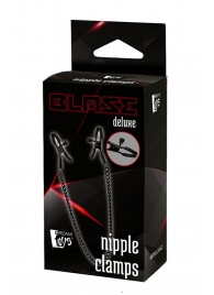 Черные зажимы на соски на цепочке BLAZE DELUXE NIPPLE CLAMPS - Dream Toys - купить с доставкой в Камышине