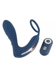 Синий вибростимулятор простаты с кольцом - 14,5 см. - Orion - в Камышине купить с доставкой