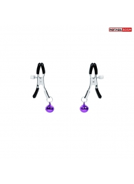 Оригинальные зажимы на соски с фиолетовыми шариками - Notabu - купить с доставкой в Камышине