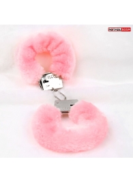 Металлические наручники с мягкой нежно-розовой опушкой - Notabu - купить с доставкой в Камышине