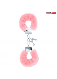 Металлические наручники с мягкой нежно-розовой опушкой - Notabu - купить с доставкой в Камышине
