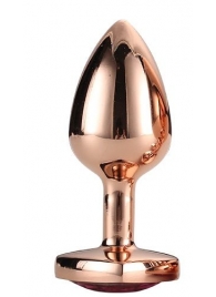 Золотистая анальная втулка с кристаллом-сердечком розового цвета - 7,1 см. - Dream Toys - купить с доставкой в Камышине