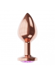 Пробка цвета розового золота с фиолетовым кристаллом Diamond Amethyst Shine S - 7,2 см. - Lola Games - купить с доставкой в Камышине