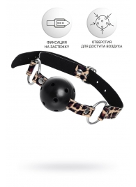 Черный кляп-шар на леопардовых ремешках Anonymo - ToyFa - купить с доставкой в Камышине