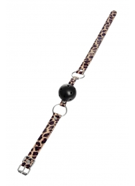 Черный кляп-шар на леопардовых ремешках Anonymo - ToyFa - купить с доставкой в Камышине