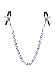 Зажимы для сосков с фиолетовой цепочкой Sweet Caress Nipple Chain - Sweet Caress - купить с доставкой в Камышине