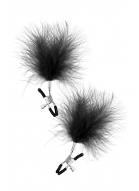 Зажимы на соски с черными пуховыми кисточками Sweet Caress Feather Nipple Clumps - Sweet Caress - купить с доставкой в Камышине