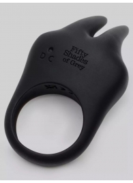 Черное эрекционное виброкольцо Sensation Rechargeable Vibrating Rabbit Love Ring - Fifty Shades of Grey - в Камышине купить с доставкой