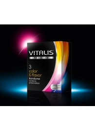 Цветные ароматизированные презервативы VITALIS PREMIUM color   flavor - 3 шт. - Vitalis - купить с доставкой в Камышине