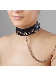 Чёрный ошейник из натуральной кожи - Sitabella - купить с доставкой в Камышине
