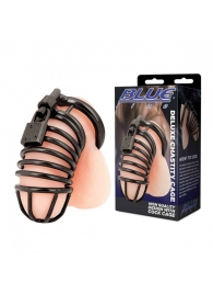 Черная металлическая клетка с замком Deluxe Chastity Cage - BlueLine - купить с доставкой в Камышине