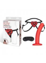 Красный поясной фаллоимитатор Red Heart Strap on Harness   5in Dildo Set - 12,25 см. - Lux Fetish - купить с доставкой в Камышине