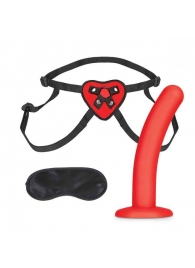 Красный поясной фаллоимитатор Red Heart Strap on Harness   5in Dildo Set - 12,25 см. - Lux Fetish - купить с доставкой в Камышине