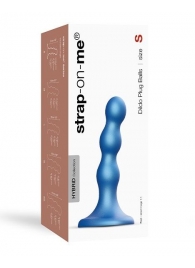 Голубая насадка Strap-On-Me Dildo Plug Balls size S - Strap-on-me - купить с доставкой в Камышине