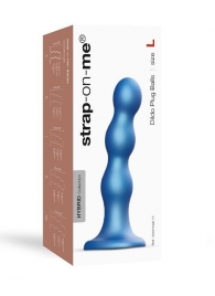 Голубая насадка Strap-On-Me Dildo Plug Balls size L - Strap-on-me - купить с доставкой в Камышине