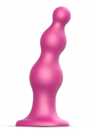 Розовая насадка Strap-On-Me Dildo Plug Beads size S - Strap-on-me - купить с доставкой в Камышине