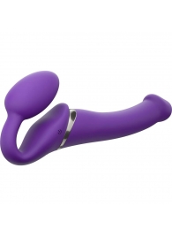 Фиолетовый безремневой вибрострапон Vibrating Bendable Strap-On - size L - Strap-on-me - купить с доставкой в Камышине