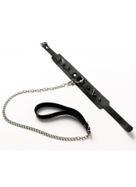 Черный ошейник с шипами и поводком - Crazy Handmade - купить с доставкой в Камышине