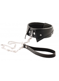 Черный ошейник-воротничок с металлическим поводком - Crazy Handmade - купить с доставкой в Камышине