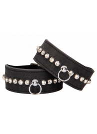 Черные наручники Diamond Studded Wrist Cuffs - Shots Media BV - купить с доставкой в Камышине