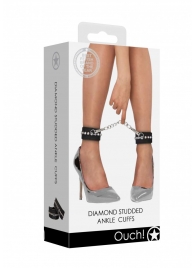 Черные поножи Diamond Studded Ankle Cuffs - Shots Media BV - купить с доставкой в Камышине