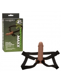 Коричневый фаллопротез Life-Like Extension with Harness - 17,75 см. - California Exotic Novelties - купить с доставкой в Камышине