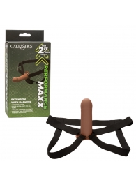 Коричневый фаллопротез из силикона Extension with Harness - 15,75 см. - California Exotic Novelties - купить с доставкой в Камышине