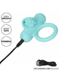 Аквамариновое эрекционное виброкольцо Silicone Rechargeable Nubby Lover’s Delight - California Exotic Novelties - в Камышине купить с доставкой