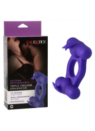 Фиолетовое эрекционное виброкольцо с двумя моторами Silicone Rechargeable Triple Orgasm Enhancer - California Exotic Novelties - в Камышине купить с доставкой