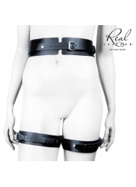 Черный кожаный пояс с гартерами - S-M - Notabu - купить с доставкой в Камышине