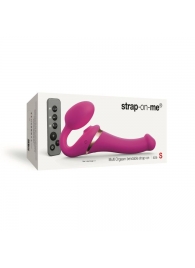 Ярко-розовый безремневой страпон Multi Orgasm Size S с клиторальной стимуляцией - Strap-on-me - купить с доставкой в Камышине