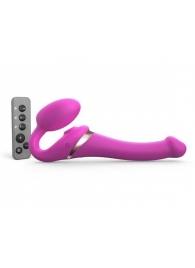 Ярко-розовый безремневой страпон Multi Orgasm Size S с клиторальной стимуляцией - Strap-on-me - купить с доставкой в Камышине
