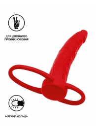 Красная насадка на пенис для двойного проникновения Black Red - 16,5 см. - ToyFa - купить с доставкой в Камышине