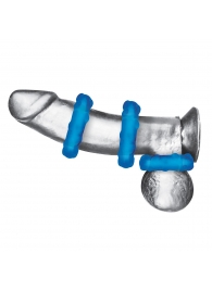 Комплект из трех голубых эрекционных колец 3-Pack Ribbed Rider Cock Ring Set - BlueLine - в Камышине купить с доставкой