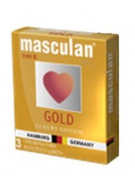 Презервативы Masculan Ultra Gold с золотым напылением и ароматом ванили - 3 шт. - Masculan - купить с доставкой в Камышине