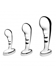 Набор из 3 стальных стимуляторов простаты Stainless Steel P-spot Training Set - b-Vibe - в Камышине купить с доставкой