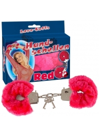 Малиновые меховые наручники Love Cuffs Red - Orion - купить с доставкой в Камышине