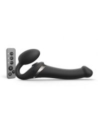 Черный безремневой страпон Multi Orgasm Size M с клиторальной стимуляцией - Strap-on-me - купить с доставкой в Камышине