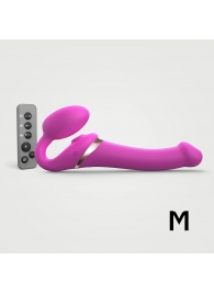 Ярко-розовый безремневой страпон Multi Orgasm Size M с клиторальной стимуляцией - Strap-on-me - купить с доставкой в Камышине
