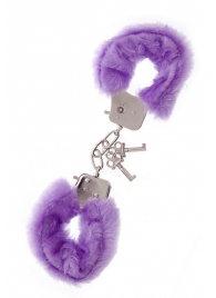 Фиолетовые меховые наручники METAL HANDCUFF WITH PLUSH LAVENDER - Dream Toys - купить с доставкой в Камышине