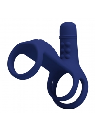 Синяя вибронасадка на пенис Vibrating Penis Sling - Baile - в Камышине купить с доставкой