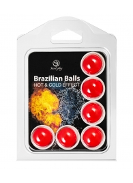 Набор из 6 шариков с массажным маслом Brazilian Balls с охлаждающим и разогревающим эффектом - Secret Play - купить с доставкой в Камышине