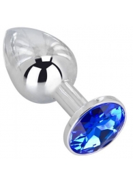 Анальное украшение BUTT PLUG  Small с синим кристаллом - 7 см. - Anal Jewelry Plug - купить с доставкой в Камышине